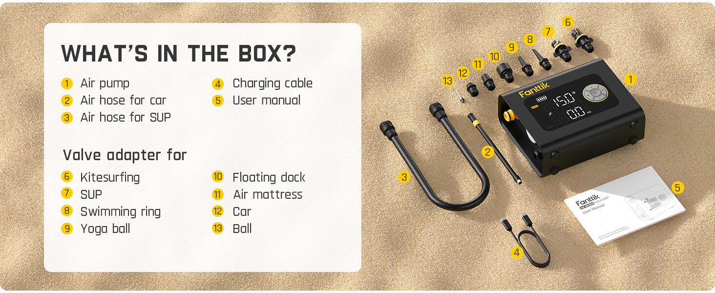 Fanttik X9 Cross Paddle Board Air Pump, Portable Tire Inflator | Max 75PSI with Auto-Off, Deflation | Air Pump with Light and Power Bank | for SUP, Car, Motorcycle, Board, Kayak, Tent etc.