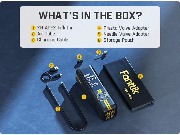 Fanttik X8 APEX™ Tire Inflator Portable Air Compressor, 2X Faster Inflation, 150PSI Cordless Tire Inflator with LCD Dual Screen, Suitable for MPV, Car, E-Bike, Motorcycle, For up to 26.3 Inch Tire