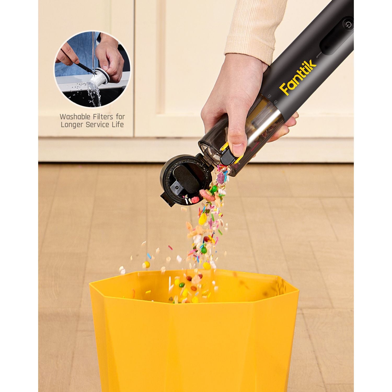 Fanttik Slim V10 Apex Cordless Car Vacuum, 4-in-1 Portable Mini Handheld Vacuum, 19000pa Suction Power, Upgraded Smart Digital Display, 2 Suction Modes for Car, Office Desk, Keyboards