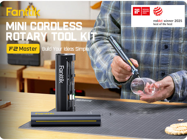 Fanttik F2 Master Mini Cordless Rotary Tool Kit 4V, Brushless Motor, 5 Variable Speed, 25000 RPM, Revostor Hub, 35 Accessories, Power Tool for Sanding, Polishing, Drilling, Carving, DIY Crafts