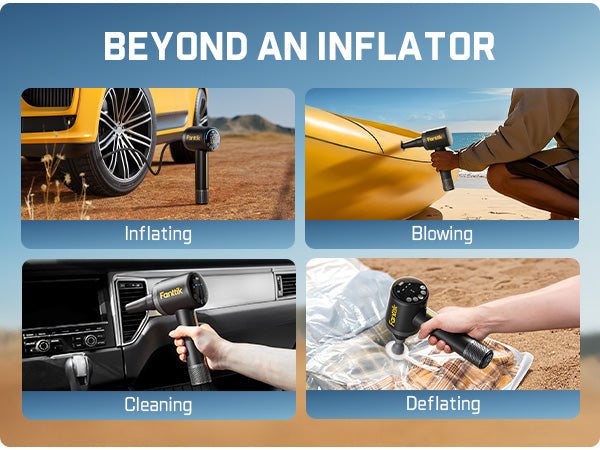 Fanttik X9 Classic Portable Tire Inflator, Jet-Inflate/Deflate Air Compressor with Light and Power Bank, 150PSI Cordless Air Pump for Car, Motorcycle, Bike, Ball, Air Mattress, Kayak, Swimming Ring