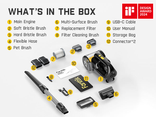 Fanttik DynamicClean™ V10 Apex Pivoting Car Vacuum Cordless, 17000Pa/50AW, 2.5H Fast Charge, 16.9 oz Large Dustcup, 130W Brushless Motor& LED Light, Portable Vacuum for Car Home Cleaning