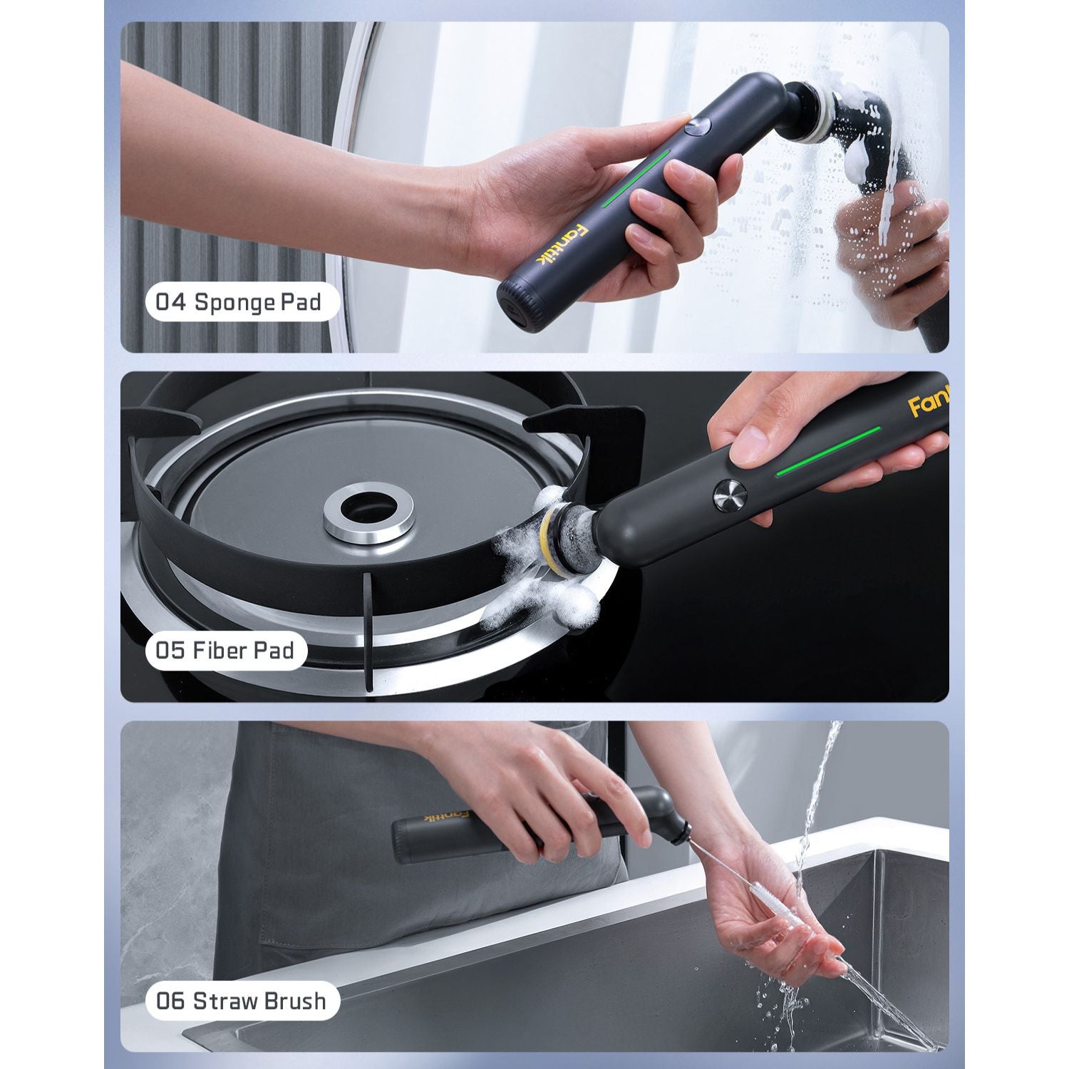 Fanttik G9 Nano Electric Spin Scrubber, Cordless Power Grout Brush, Type-C Fast Charging with LED Power Display, IPX7 Waterproof, 8 Replaceable Heads for Cleaning Grout, Tile, Shower, Tub