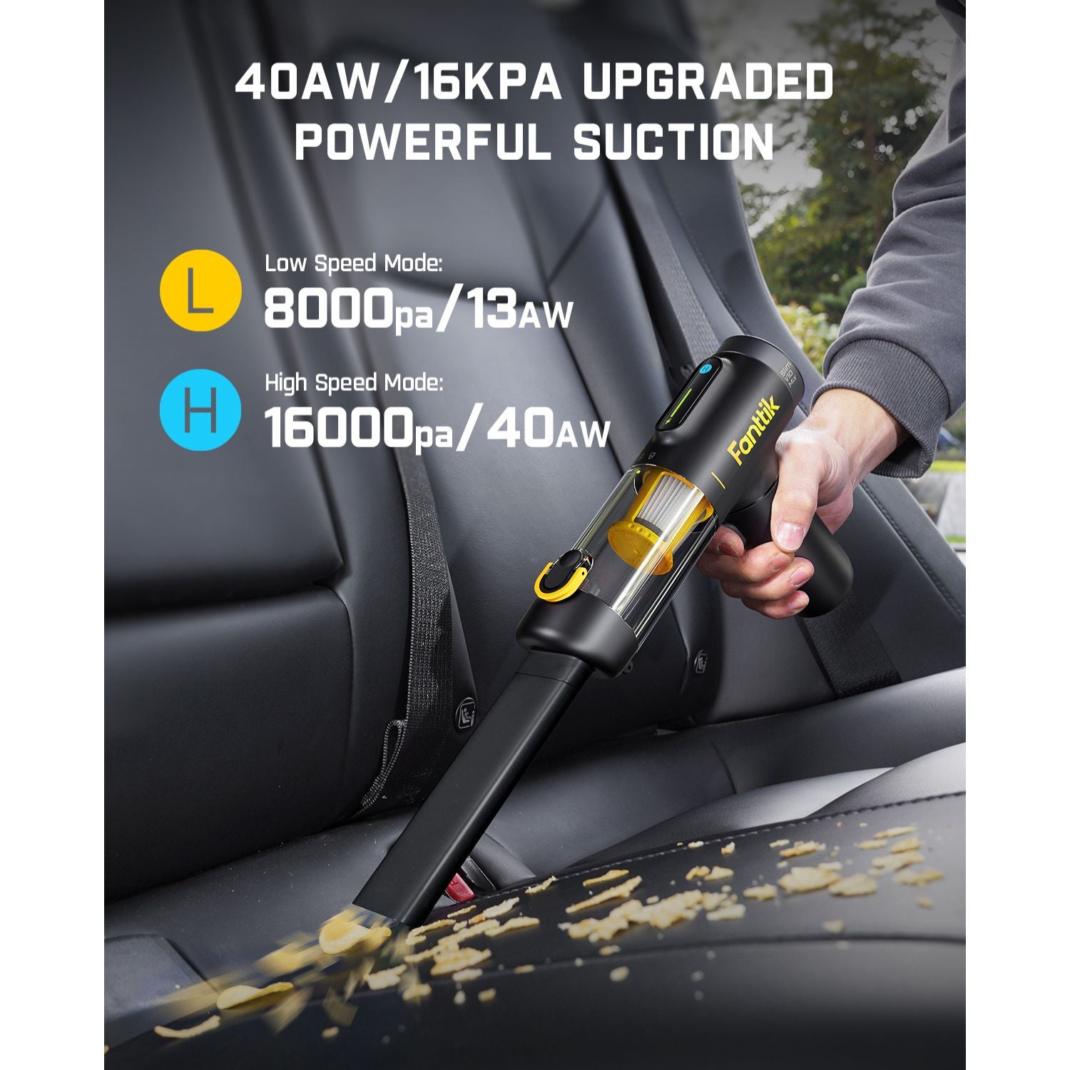 Fanttik Slim V10 Mix Cordless Car Vacuum, 4 in 1 Handheld Air Duster and Vacuum, Color Smart LED Display, 16kPa Powerful Suction, RobustClean Portable Mini Keyboard Vacuum for Car, Home, Office