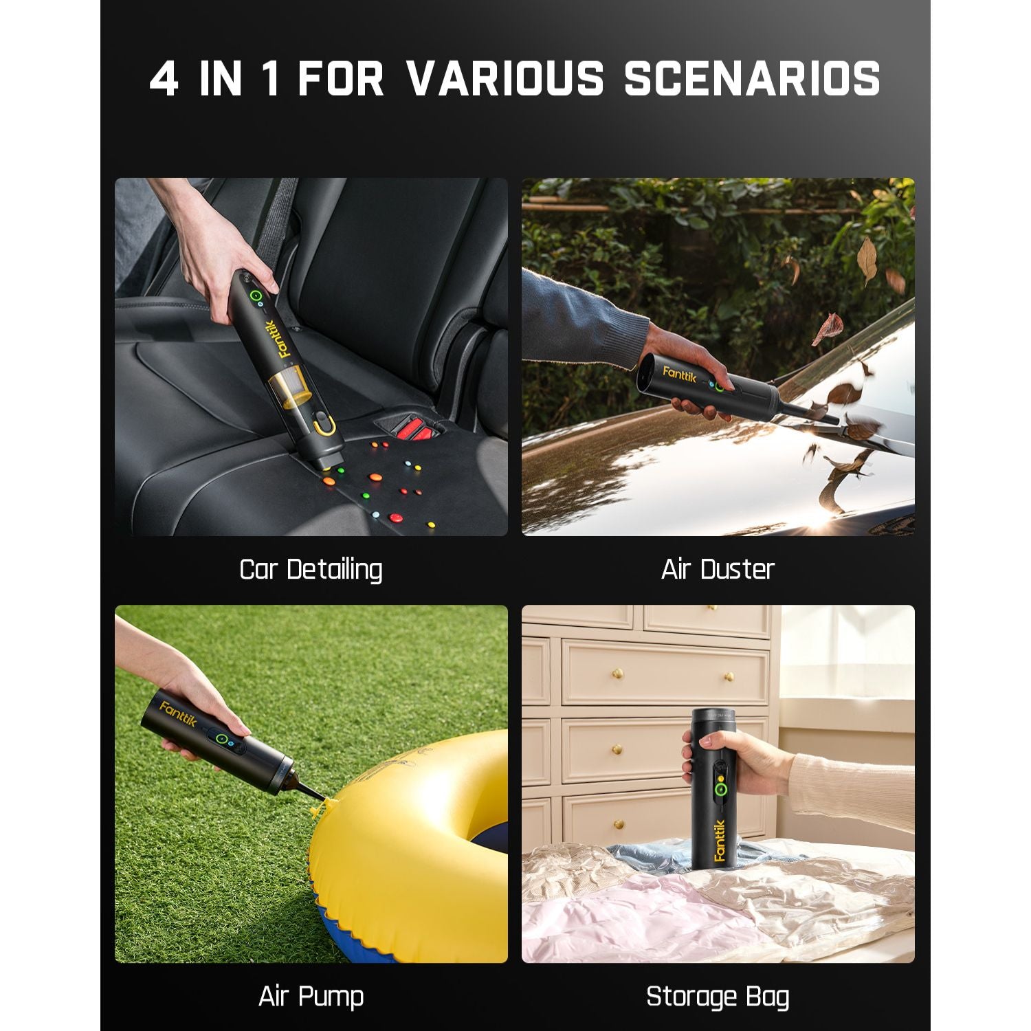 Fanttik Slim V10 Apex Cordless Car Vacuum, 4-in-1 Portable Mini Handheld Vacuum, 19000pa Suction Power, Upgraded Smart Digital Display, 2 Suction Modes for Car, Office Desk, Keyboards