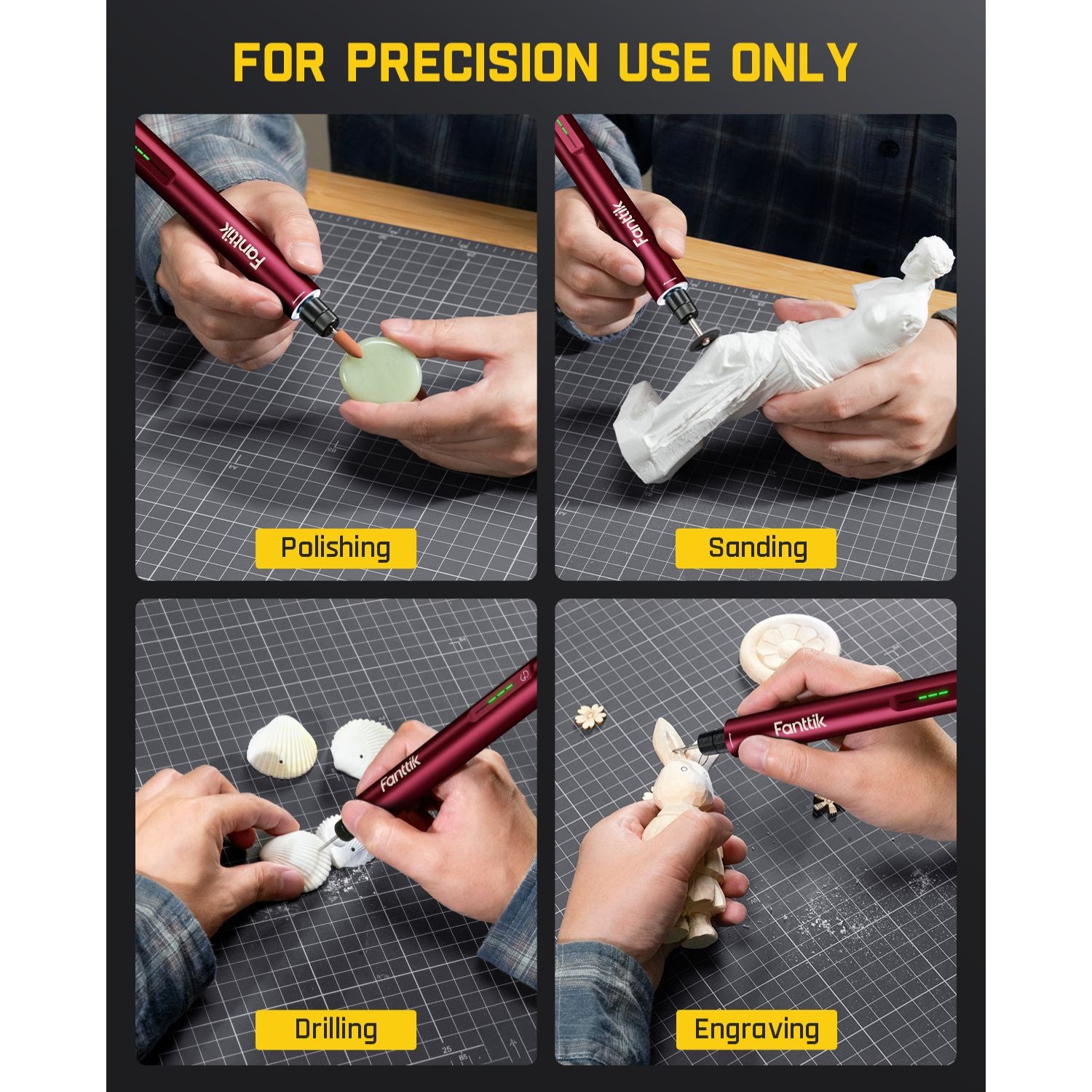 Fanttik F2 Master Mini Cordless Rotary Tool Kit 4V, Brushless Motor, 5 Variable Speed, 25000 RPM, Revostor Hub, 35 Accessories, Power Tool for Sanding, Polishing, Drilling, Carving, DIY Crafts