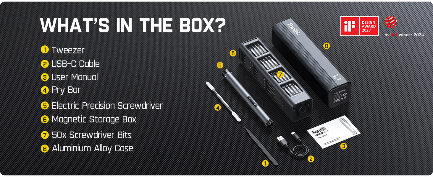 Fanttik E1 Max 3.7V Electric Screwdriver, Mini Precision Screwdriver Set, 50 Magnetic Bits, Magnetic Storage, 5/32‘’Hex, Repair Tool Kit for Electronics Phone Camera Laptop Watch