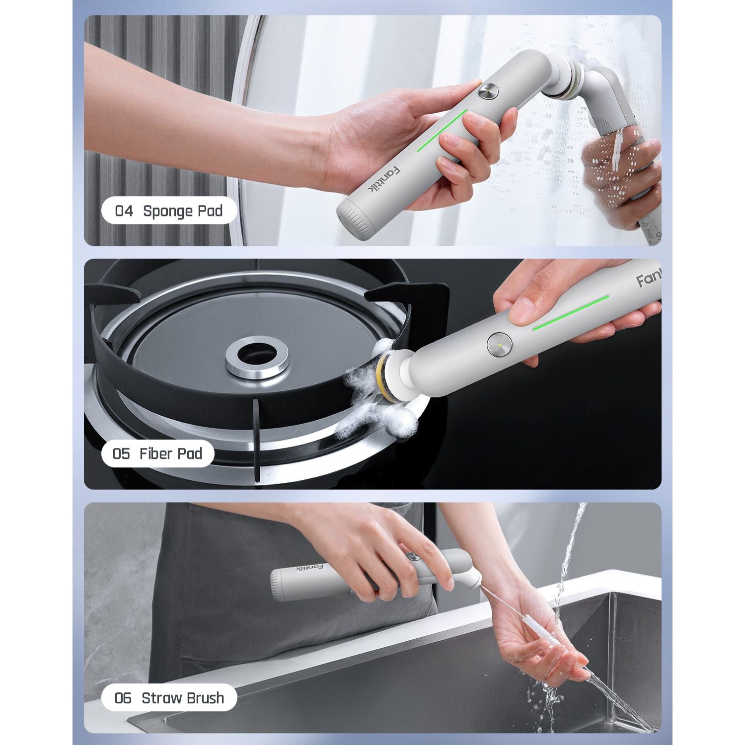 Fanttik G9 Nano Electric Spin Scrubber, Cordless Power Grout Brush, Type-C Fast Charging with LED Power Display, IPX7 Waterproof, 8 Replaceable Heads for Cleaning Grout, Tile, Shower, Tub