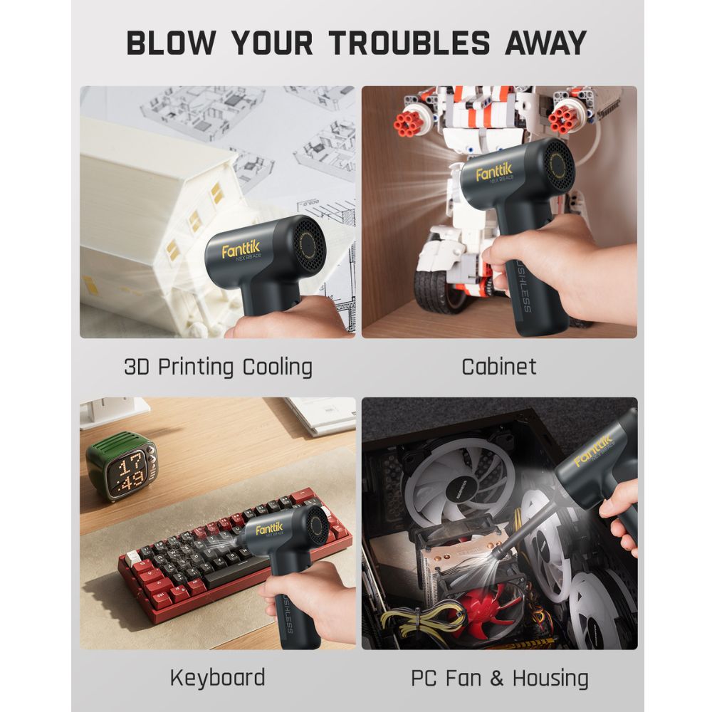 Fanttik B8 Ace Electric Air Duster, Cordless Air Duster, 110000 RPM Brushless Motor, Max.100M/S Flow Rate, 2600mAh Rechargeable Battery, LED Light, Dust Blower for Keyboard, PC Fans & Housing, Cabinet