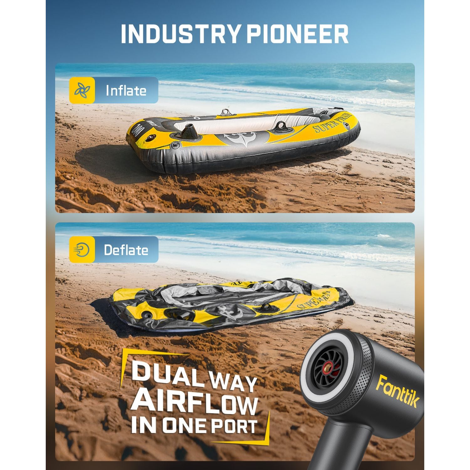 Fanttik X9 Classic Portable Tire Inflator, Jet-Inflate/Deflate Air Compressor with Light and Power Bank, 150PSI Cordless Air Pump for Car, Motorcycle, Bike, Ball, Air Mattress, Kayak, Swimming Ring