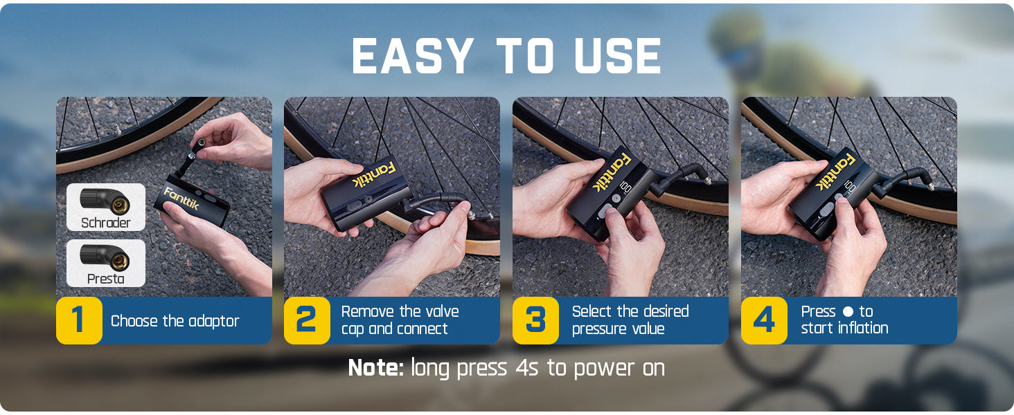 Fanttik X9 Ace Mini Bike Tire Pump, 32s Fast Inflate Bike Pump with Guage, 150PSI Electric Air Pump with Presta and Schrader Valve, Suitable for Road Bike, Mountain Bike, E-Bike, City Bike