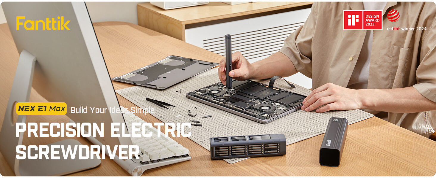 Fanttik E1 Max 3.7V Electric Screwdriver, Mini Precision Screwdriver Set, 50 Magnetic Bits, Magnetic Storage, 5/32‘’Hex, Repair Tool Kit for Electronics Phone Camera Laptop Watch