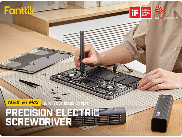 Fanttik E1 Max 3.7V Electric Screwdriver, Mini Precision Screwdriver Set, 50 Magnetic Bits, Magnetic Storage, 5/32‘’Hex, Repair Tool Kit for Electronics Phone Camera Laptop Watch 