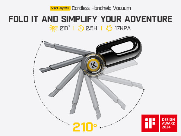 Fanttik DynamicClean™ V10 Apex Pivoting Car Vacuum Cordless, 17000Pa/50AW, 2.5H Fast Charge, 16.9 oz Large Dustcup, 130W Brushless Motor& LED Light, Portable Vacuum for Car Home Cleaning