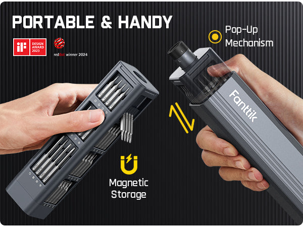 Fanttik E1 Max 3.7V Electric Screwdriver, Mini Precision Screwdriver Set, 50 Magnetic Bits, Magnetic Storage, 5/32‘’Hex, Repair Tool Kit for Electronics Phone Camera Laptop Watch 