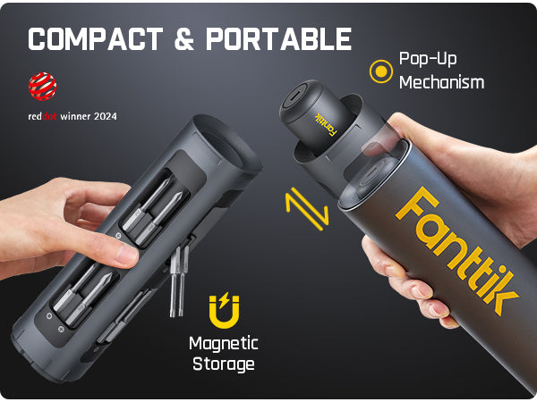 Fanttik S1 Pro 3.7V Electric Screwdriver, Power Screwdriver, 16 S2 Steel Bits, 3 Torque Settings, Max 6 N.m, 2000mAh Battery, LED Light, 1/4''Hex, Ideal Tool for Furniture, Gaming PC