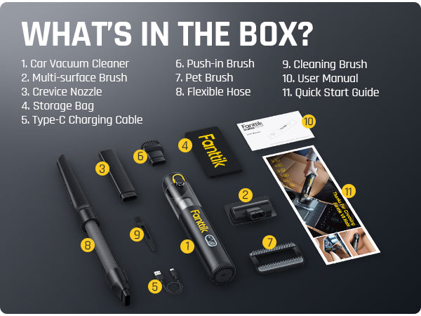 Fanttik RenoClean V8 Mate Cordless Car Vacuum Black