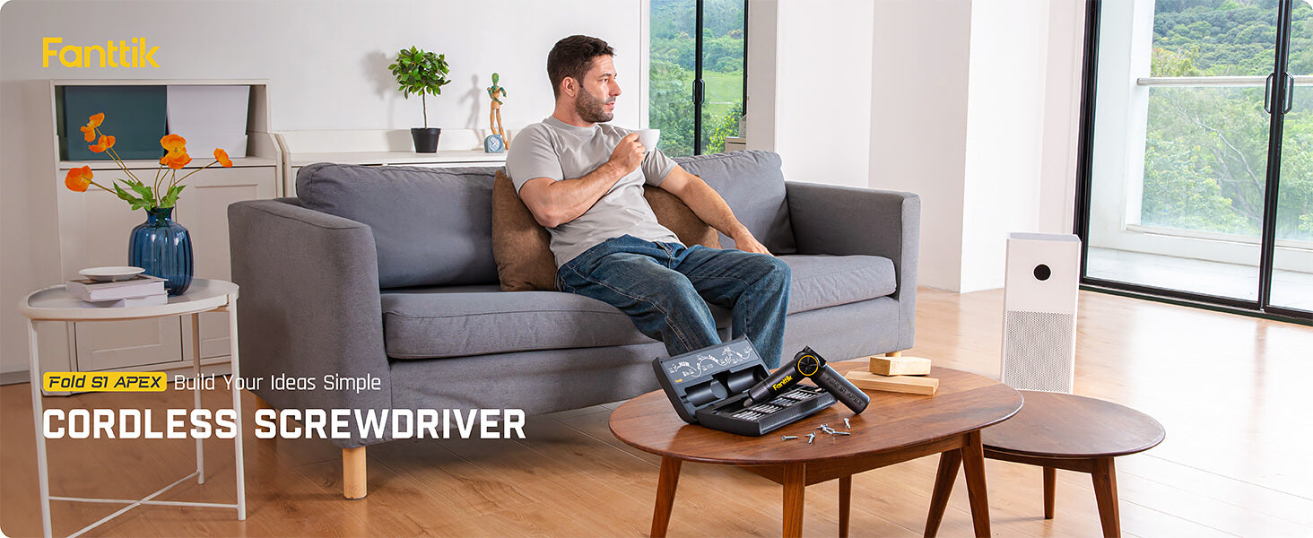 Fanttik Fold S1 APEX 3.7V Cordless Screwdriver, Electric Screwdriver, Screen Interaction, Pivot Handle, High/Low RPM Options, Max 7N.m, 20 Bits, 1/4''Hex, Ideas DIY Tool - Deluxe Edition