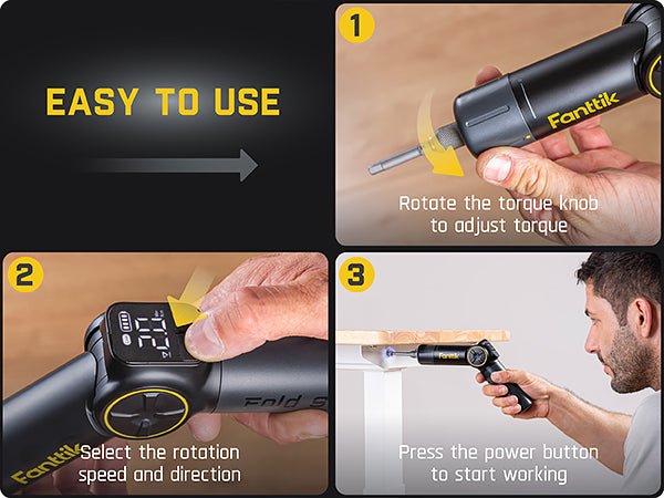 Fanttik Fold S1 APEX 3.7V Cordless Screwdriver, Electric Screwdriver, Screen Interaction, Pivot Handle, High/Low RPM Options, Max 7N.m, 20 Bits, 1/4''Hex, Ideas DIY Tool - Deluxe Edition
