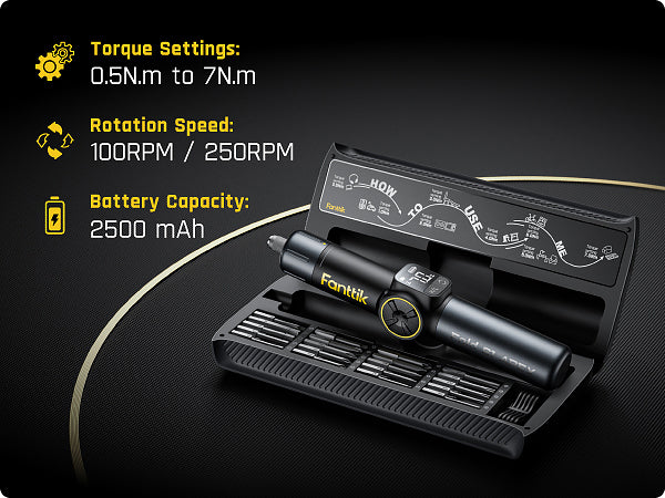 Fanttik Fold S1 APEX 3.7V Cordless Screwdriver, Electric Screwdriver, Screen Interaction, Pivot Handle, High/Low RPM Options, Max 7N.m, 20 Bits, 1/4''Hex, Ideas DIY Tool - Deluxe Edition