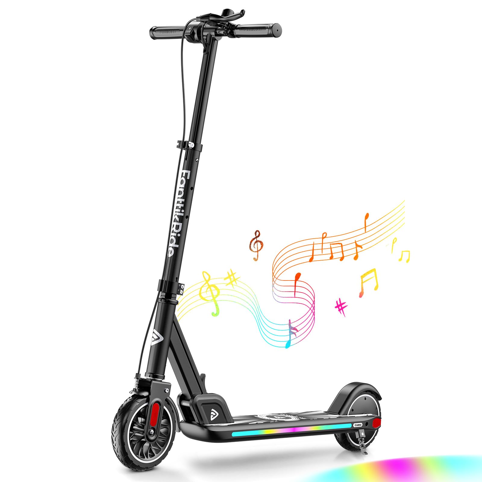 FanttikRide T9 Apex Electric Scooter for Kids 13+ 200W Motor, LED Colorful Lights with Bluetooth Music Speaker, 7/10/12 MPH Digital Display, Adjustable Height, Foldable E-Scooter for Teens