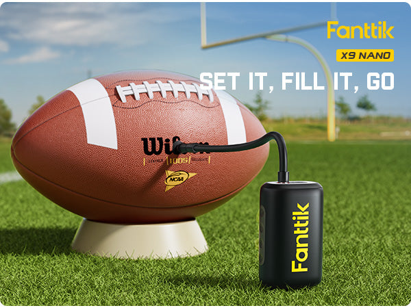 Fanttik X9 Nano Electric Ball Pump for Sports Balls, Portable Fast Inflation with Precise Pressure Gauge and LED Display, Perfect for Football, Soccer, Basketball, Volleyball, Includes Needle