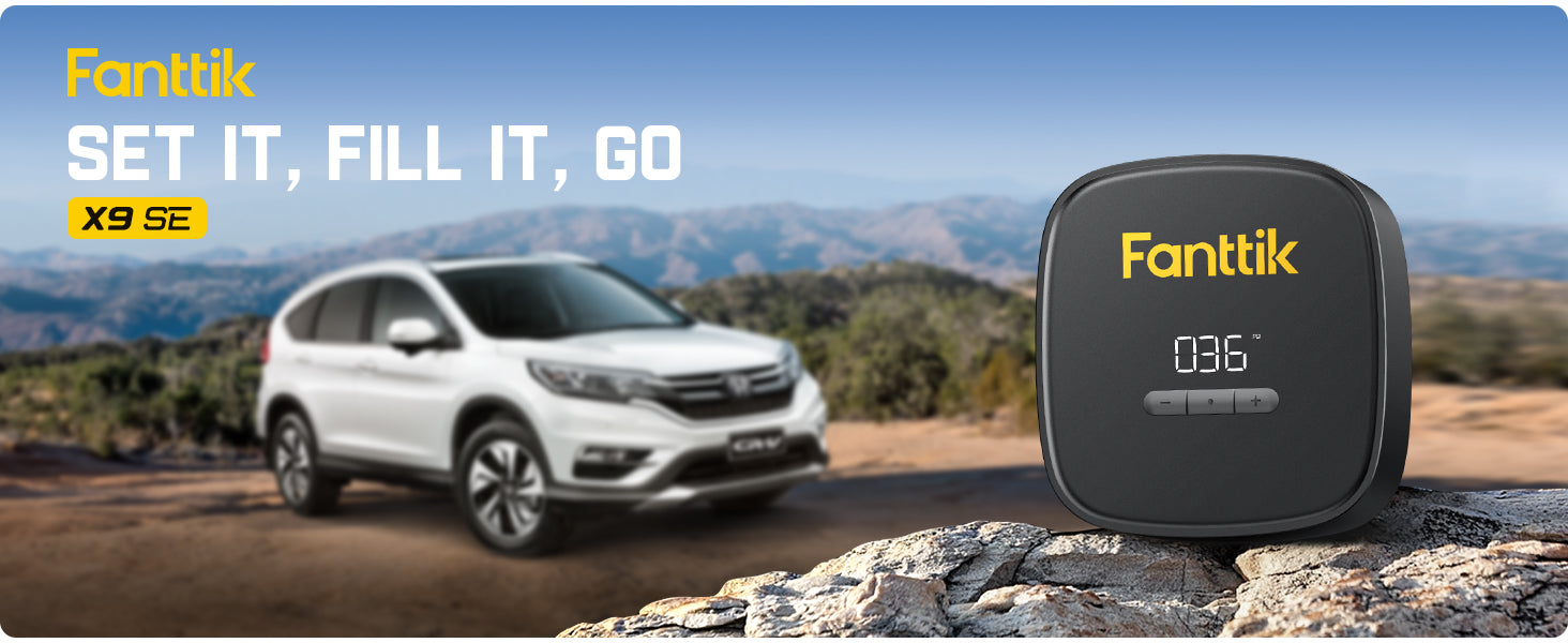 Fanttik X9 SE Tire Inflator Portable Air Compressor for Car, 12V DC Tire Pump with Pressure Gauge, 9.8ft Long Charging Power Auto Air Pump for Car, Motorcycle