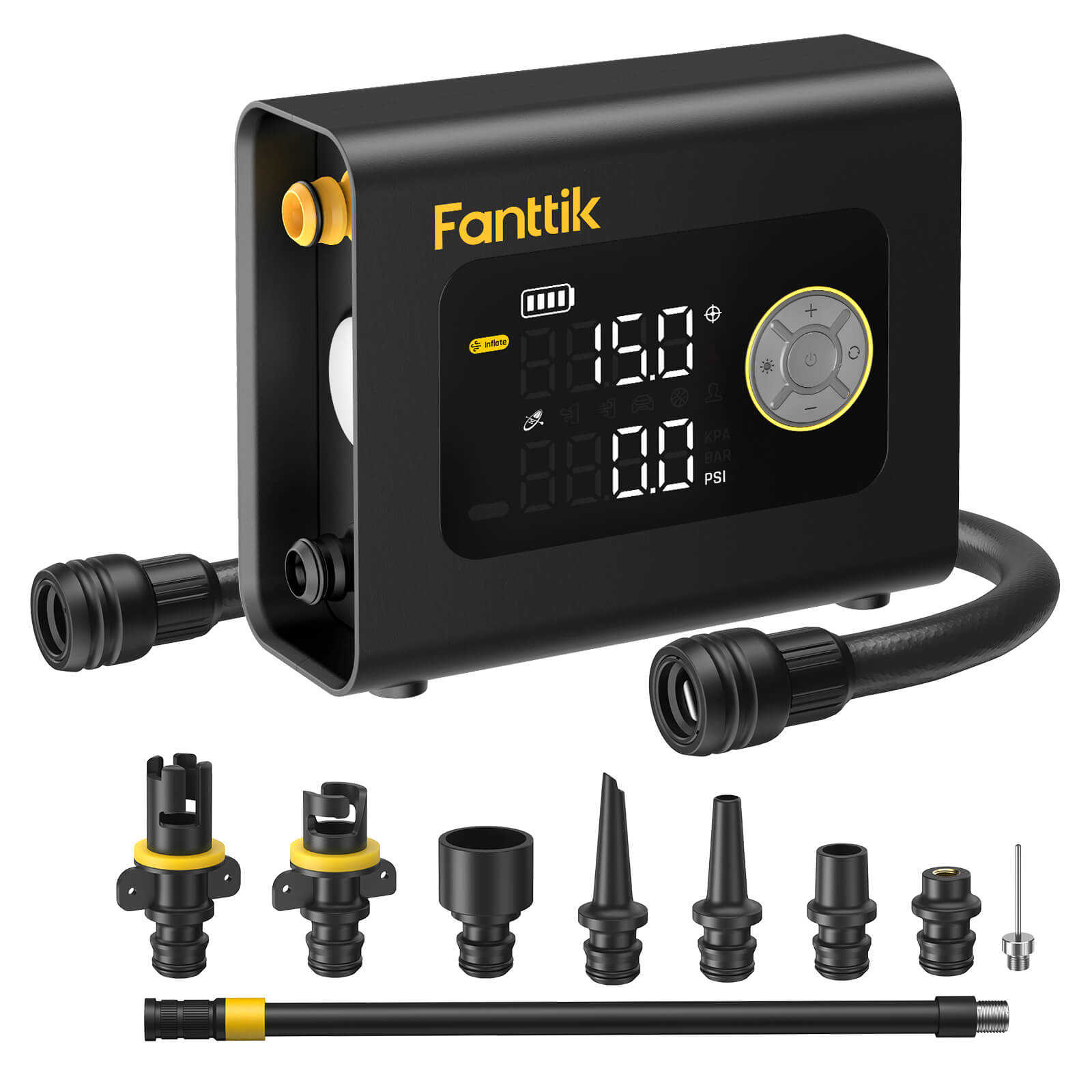 Fanttik X9 Cross Paddle Board Air Pump, Portable Tire Inflator | Max 75PSI with Auto-Off, Deflation | Air Pump with Light and Power Bank | for SUP, Car, Motorcycle, Board, Kayak, Tent etc.